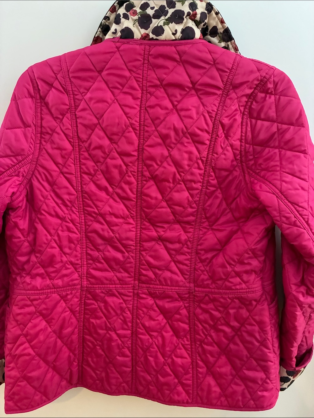 Girls Barbour Pink Quilted Jacket with Floral Lining XXL EUC - Picture 8 of 8
